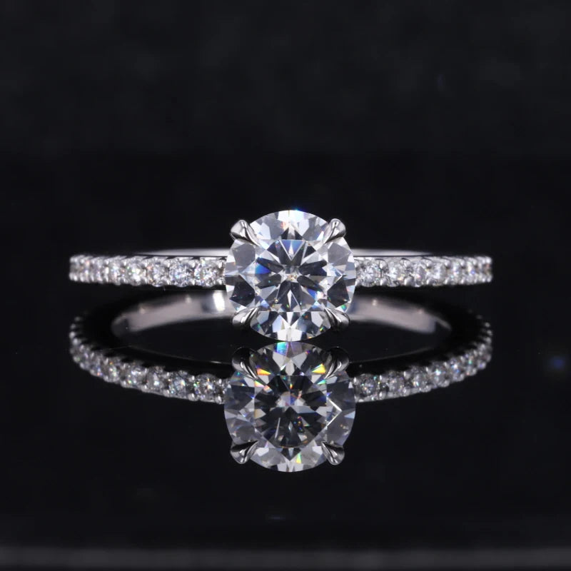 Starsgem Rings 14K Round Brilliant Cut Championship Engagement Diamond Moissanite Ring