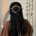 Horse-face Skirt Hairpin Chinese Style Hair Ring Temperament Ancient Style Floating Hair Pin and Ring Set Hair Sticks for Women