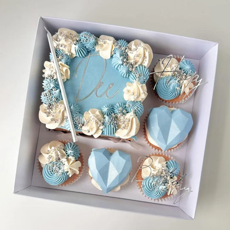 XJH Cupcake Box With Clear Lid 4" Cake 5 Muffin Cupcake Bento Box for Birthday Wedding Event Party