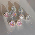 Sweet Pink S925 Silver CZ Cubic Zirconia Stud Earrings Delicate Heart Design Nickel Free Gold Plated for Anniversary Gifts