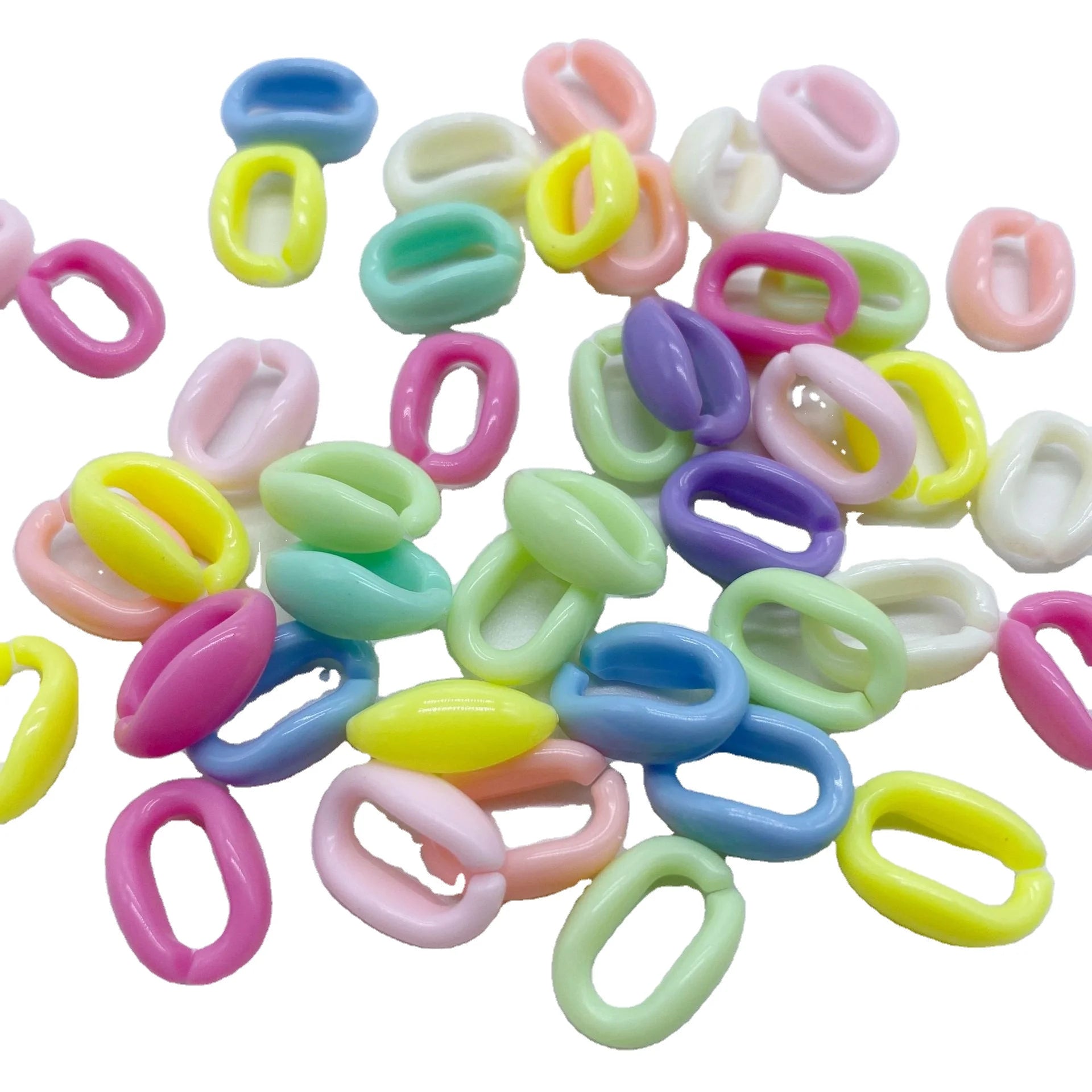 11*16mm 1250pcs/bag Wholesale Mixed Color Acrylic Chains Oval Open Ring Beads Connector Link Chain for Diy Necklace Making