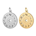 Horoscope Sign Engraved Stainless Steel Round Shape Mirror Polished Zodiac Charms Pendant for DIY Jewelry Making