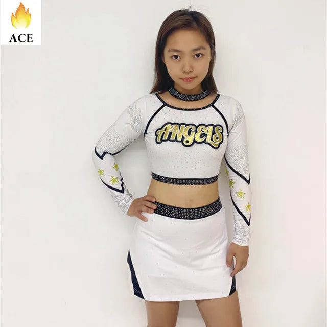 One Stop Custom Cheerleader Uniforms Shorts tank Top Leggings Black Cheerleading Outfits for Girls Cheer Crop Tops
