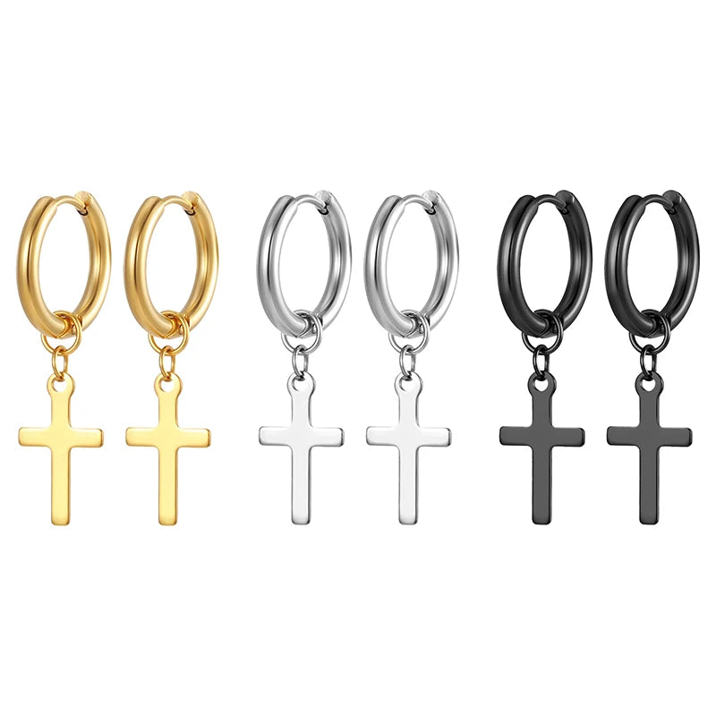 BOHO Drop Lightweight Dangle Huggie Earrings for Women Bohemian Dainty Cross Earrings
