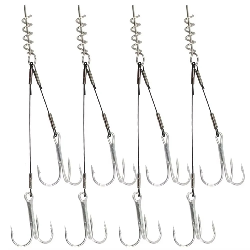 Spinpoler Outdoor Screw Head Twin Fishing Hook Sets Fishhook High-Carbon Steel Tackle Fishing Bass Lures Hook Kit Saltwater