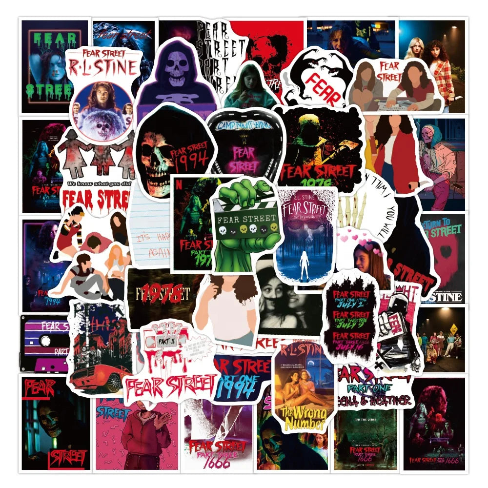 50Pcs Fear Street Horror  Film TV Stickers for Trend Skateboard Bike Car Luggage Laptop Bottles Vinyl Custom Sticker
