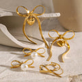 Fashion Jewelry Stainless Steel butterfly Bow Tie Heart Stud Earrings Bracelets Sets Nickel Free 18K PVD Gold Plated