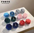 FORTE Customized Logo Hexagon Velvet Mini Ring Box Pink Suede Jewelry Display with Luxury Presentation