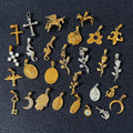 Custom Gold Plated Sunflower Pendant Charms for Jewelry Making Stainless Steel Boho Crescent Moon Charm Fleur De Lis Pendants