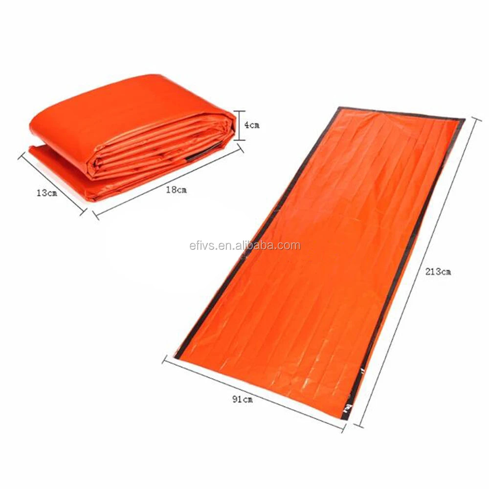 Wholesale Lightweight PE Material Emergency Sleeping Bag 110g Portable Orange with Customizable Logo for Camping & Hiking