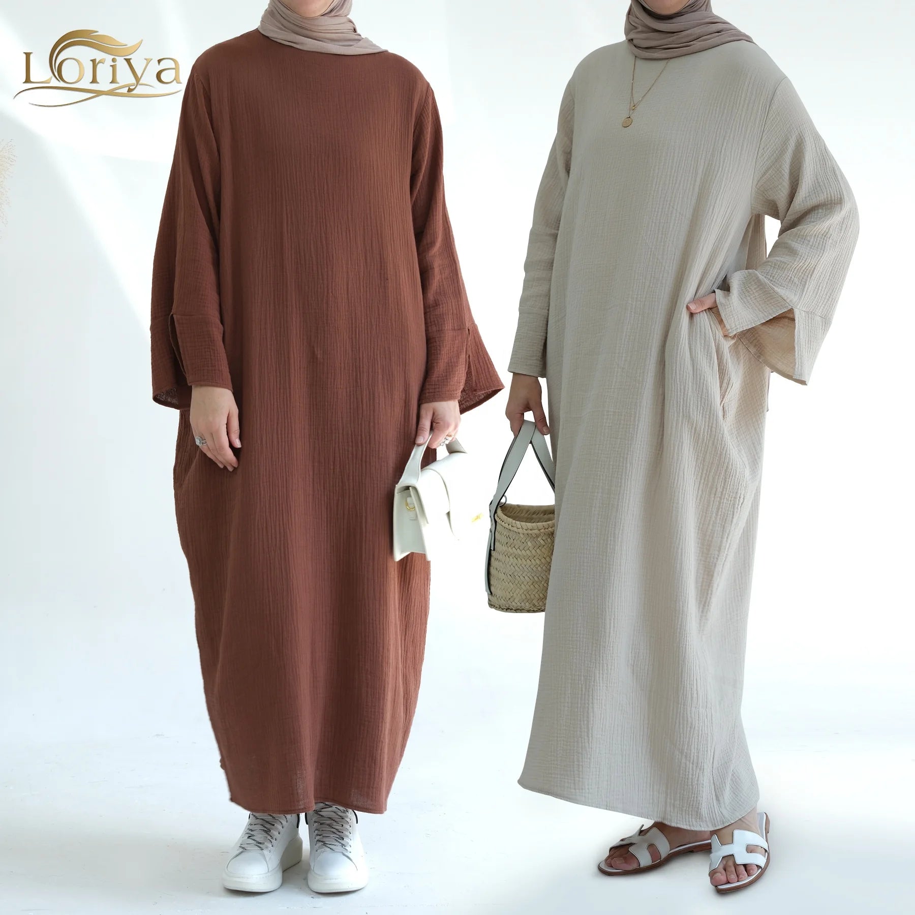 Loriya New Style Traditional Muslim Clothing Cotton Simple Palin Abaya Women Muslim Dress Dubai Abaya Wholesale