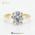 Classic 1CT 2CT 3CT Oval Cut Moissanite Rings GRA Certified VVS D Color S925 18K Gold Plated Moissanite Ring