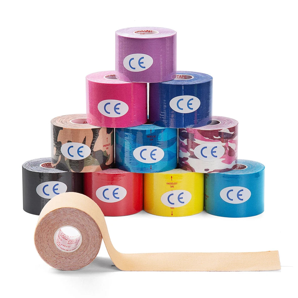 Sports Safety Cotton Kinesiology Therapy Tape Waterproof 5cm Width X 5m Length Hypoallergenic Custom Print Strong Adhesion Logo