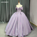 Purple Banquet Evening Dress Fairy Temperament Off Shoulder Beaded Slim Princess Dresses Wedding Birthday Ball Gown 9830-4