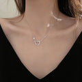 SC Hot Selling Fashion S925 Sterling Silver Heart Choker Necklace Delicate Shiny Zircon Crystal Infinity Heart Necklace Women