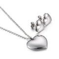Glamorous Heart Love Shape Gold Plated Stainless Steel Earrings Necklace Set for Women