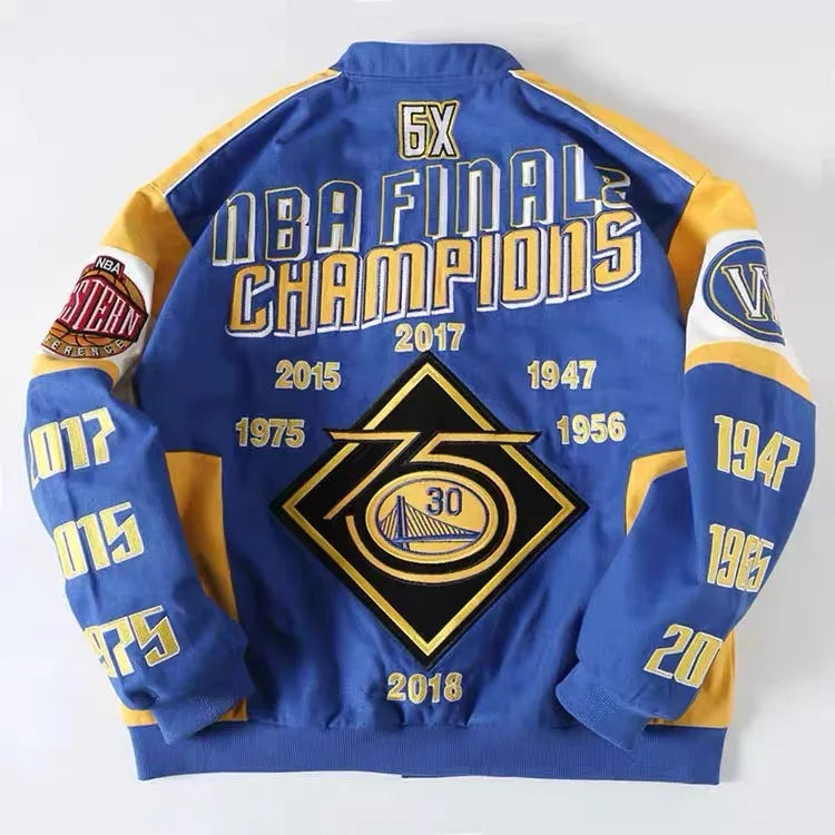 Oem Plus Size Full Embroidery logo Patch Bomber Riding Jacket Heavy Cotton Retro Racing Jackets for Men