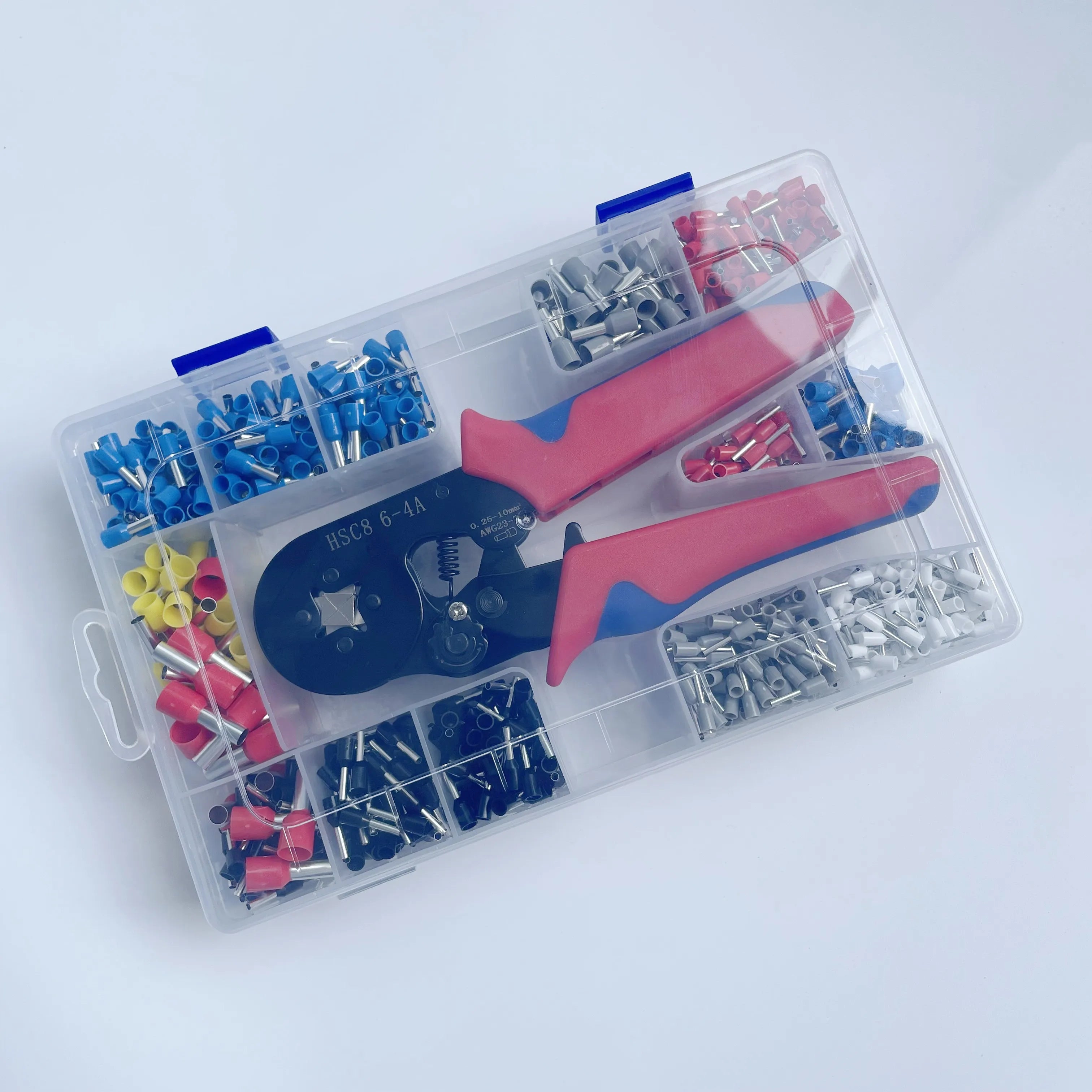 New Design HSC8 6-4A Steel Plastic Molded Wire Hand Crimping Tool Crimper Pliers Kit 1200 PCS Insulated Terminal Blocks Wire