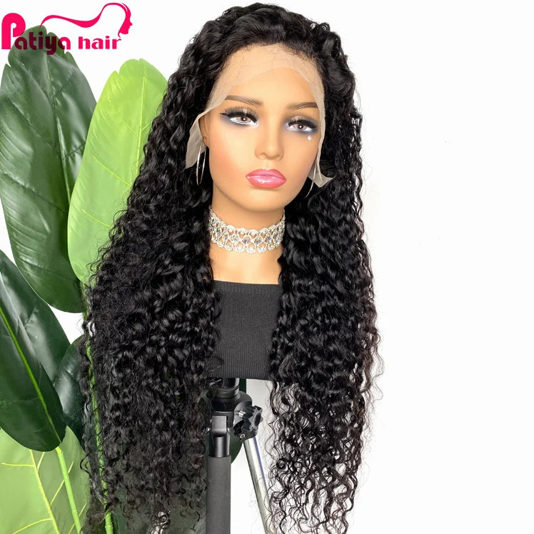Swiss Transparent Lace Wigs Remy Human Hair Wholesale Water Wave Curly No Tangle Raw Peruvian Human Hair Lace Frontal Wig