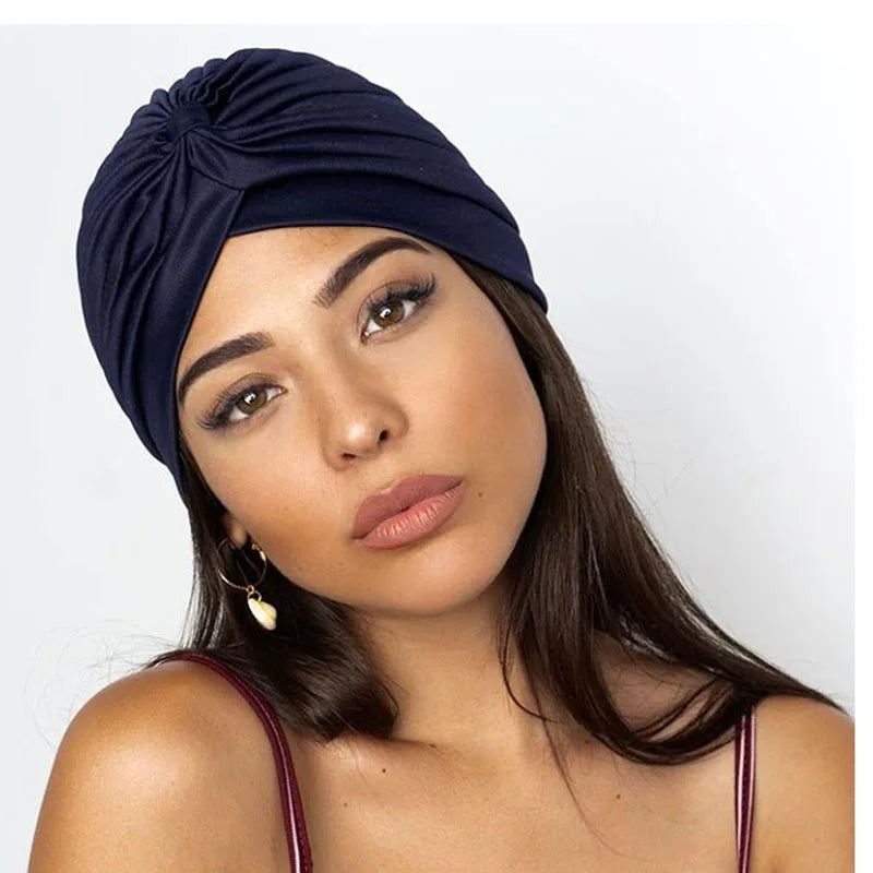 Turban Headcovers Women Knotted Head Wrap Fashion Metallic Designed Twist Ruffle Turban
