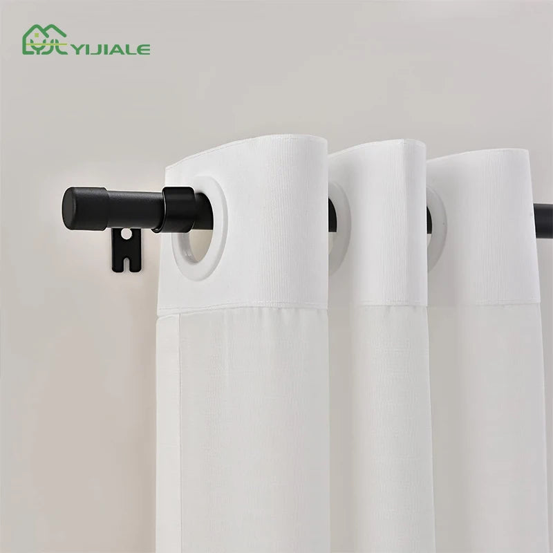 YIJIALE Curtain Rods for Windows 18 to 144  Inches Adjustable Diameter Window Curtain Rod with Aluminium Finials Black