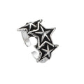 Factory Wholesale Retro  Silver Open Star Rings for Women Vintage Style Lady Prevent Allergy Jewelry