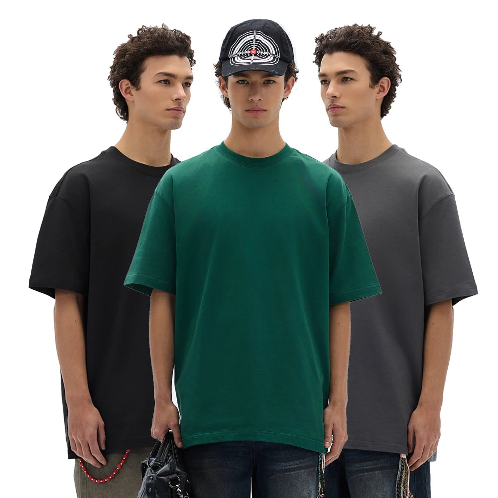 Cheap Summer 100% Cotton 260gsm Heavy Oversized T-shirt Comfortable Soft Men's Crew Neck T-shirt Can Be Customized logo