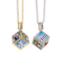Metal Crafts Gift 3D Cube Photo Frame Necklace 6 Inserts Sublimation Dice Memory Photo Pendant Necklace