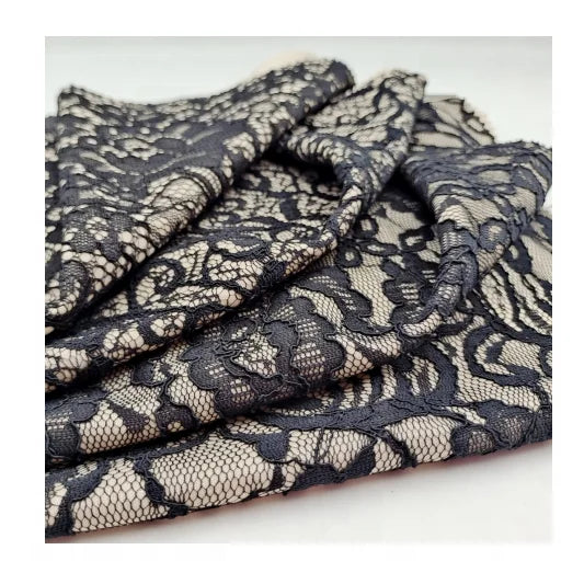 Eco-friendly Plain Cord Dry Lace Fabric for Women Dress Sew Black Nude Custom Lace Bonded Fabric Corded Bonding Lace Fabric