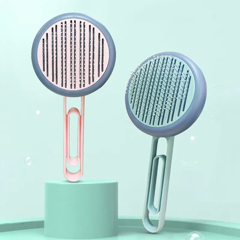 MMG Light Portable Dog and Cat Fur Comb Brush With Self Cleaning Button Pet Hair Grooming Shedding Remover