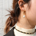 European and American Cold Style Palace Style Niche Simple Stainless Steel18K Gold Irregular Geometric Freshwater Pearl Earrings