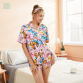 Summer 3 Piece Pajama Set Women Custom Pajama Shorts Satin Family Pyjamas Silk Pajamas Sets