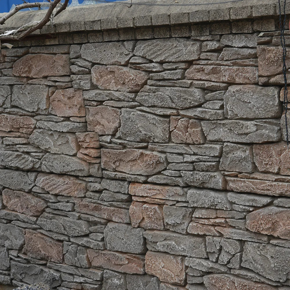 Outdoor Waterproof PU 3D Stone Wall Panel Solid Surface Artificial Culture Stone for Hotels 30mm 45mm Big Slab Form 3D Board