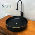 SDAYI Colorful Round Lavabo Matte Black Color Washbasin Hand Wash Basin Ceramic Bathroom Vessel Sinks Wash Basin