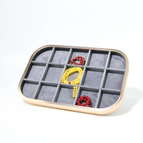 High-end Aluminum Metal Jewelry Storage Tray Microfiber Gray Ring Necklace Pendant Display Tray for Branded Retailer