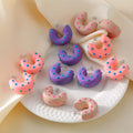 Ins Style Exaggerated Personality Fashion Colorful Enamel C-shaped Stud Earrings Stainless Steel Resin Plastic Hoop Earrings
