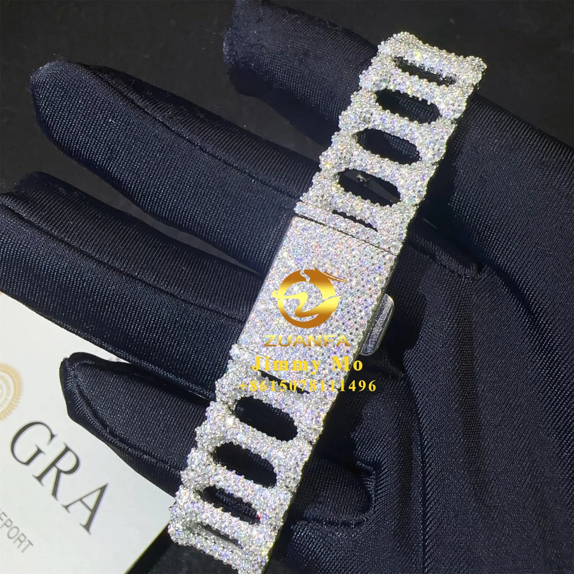 New Arrivals 16mm Fashion Fire Shining Jewelry 925 Solid Silver Iced Out Hip Hop BONE Moissanite Cuban Link Chain Bracelet Men