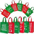 Ruthbag Christmas Tree Letter Pattern Medium Reusable Red Green Non-Woven Tote Bags with Xmas Party Handles