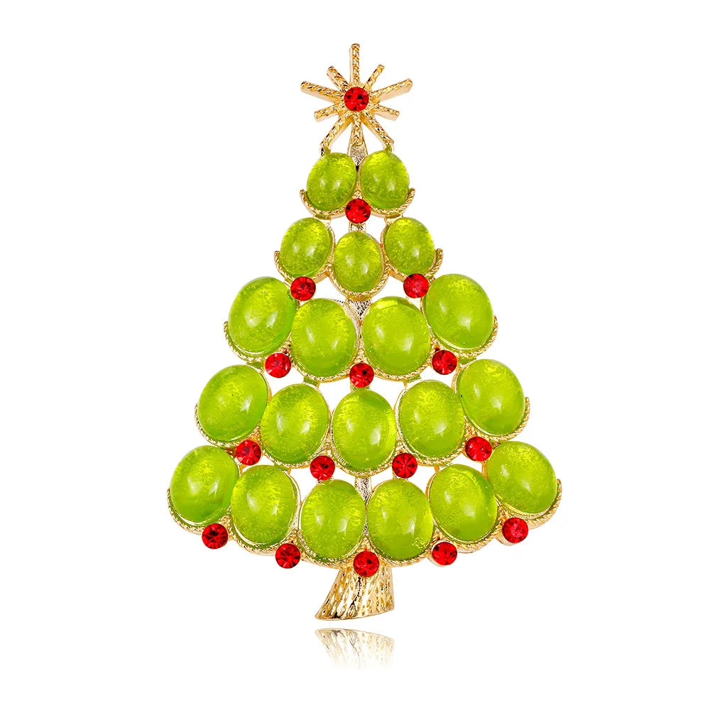 DR1003 Fashion Christmas Tree Brooch Women Gold Plated Crystal Brooch Jewelry