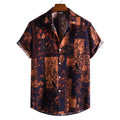 Wholesale New Men's Fashion Trend Cotton Linen Printed Short-sleeved Shirt