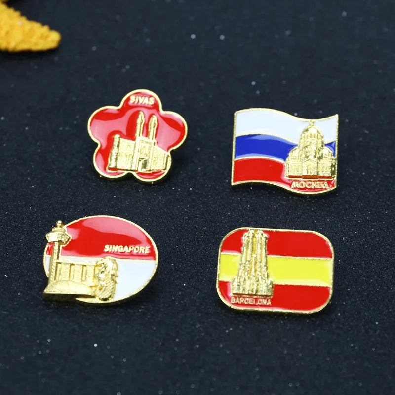 Manufacturer Spain Singapore Turkey Russia Flag Enamel Pin Brooch Badge Lapel Pin