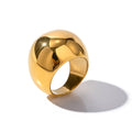 High Polished Statement 18k Real Gold PVD Plated Jewelry Stainless Steel Smooth Chunky Ring for Women