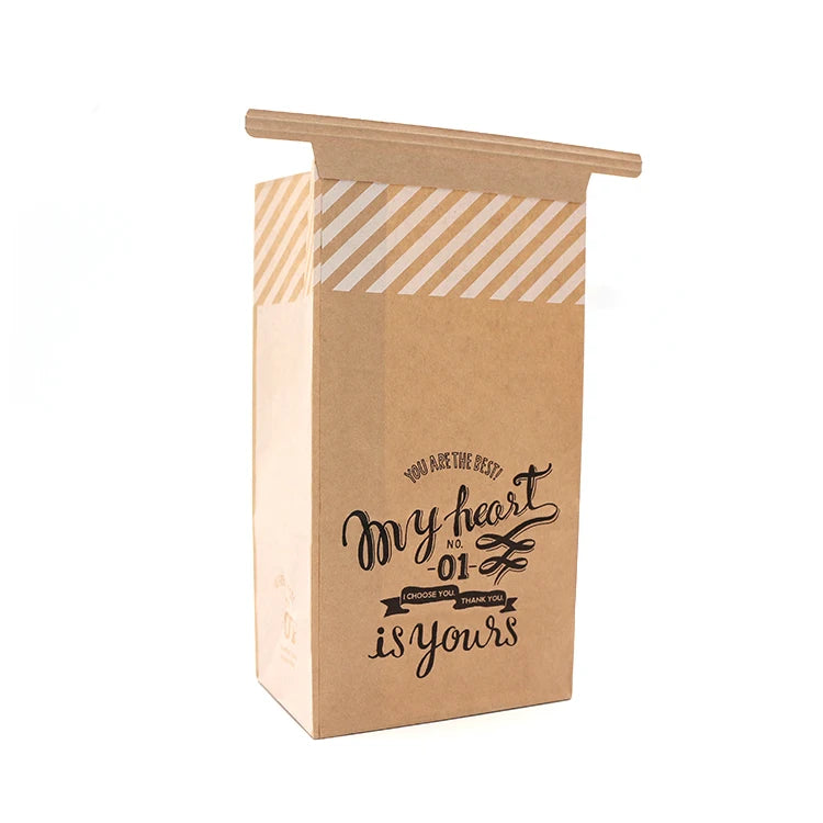 Square bottom coffee bean dessert kraft paper bag bread bag