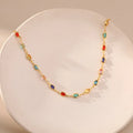 2025 Fashion 18K Gold Plated Multicolor Stone Crystal Oval Necklace Jewelry for Women Girls