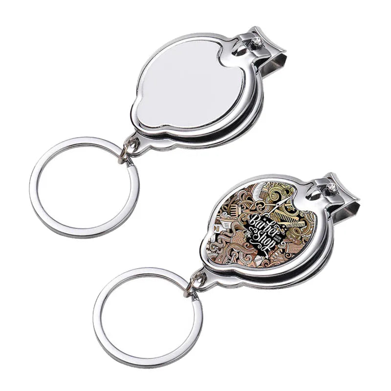 Qualisub Father's Day Gifts Sublimation Blank Nail Clipper Keychain With Bottle Opener Nail Scissors Keychains for DIY Printing