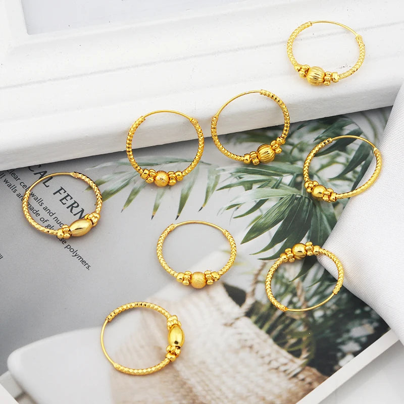 JXX 2021 Women's Golden Charm Earrings New Big Round Hoop Statement Jewelry Classic Party Style Mainly Made of Brass