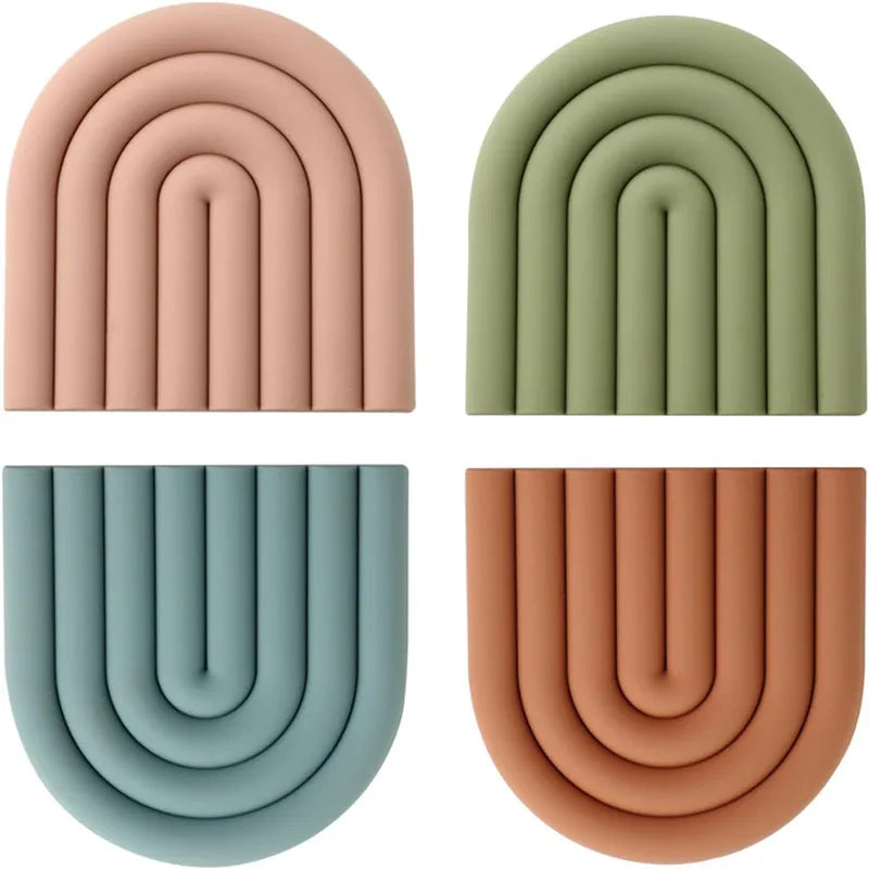 Colorful Modern Silicone Trivet Mats Heat Resistant Non-Slip Pot Holders Multipurpose Hot Pads for Kitchen Table Potholders