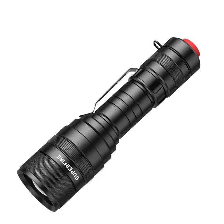 High Power 10W 1100 Lumens Zoomable Aluminum Alloy Rechargeable Led Flashlight 5 Modes IP55 with Belt Clip CRI90 Camping
