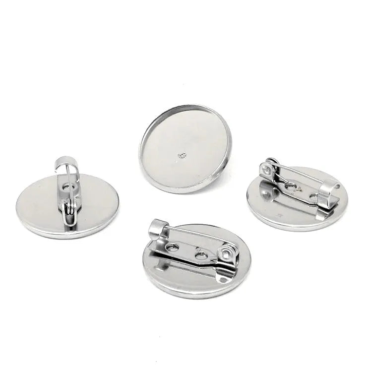 Different Inner Size 16/18/20/25/30mm Round Base Stainless Steel Jewelry Findings Brooch Safety Pin