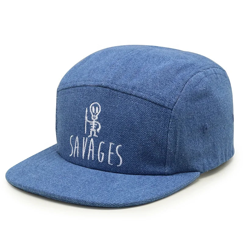 Wholesale Custom Adjustable Unisex Washed Cowboy Twill Cadet Flat Top Men Cap Hat